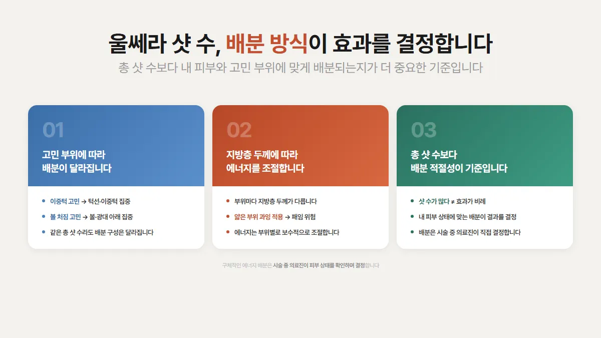 강남 피부과 울쎄라 부위별 샷수 배분