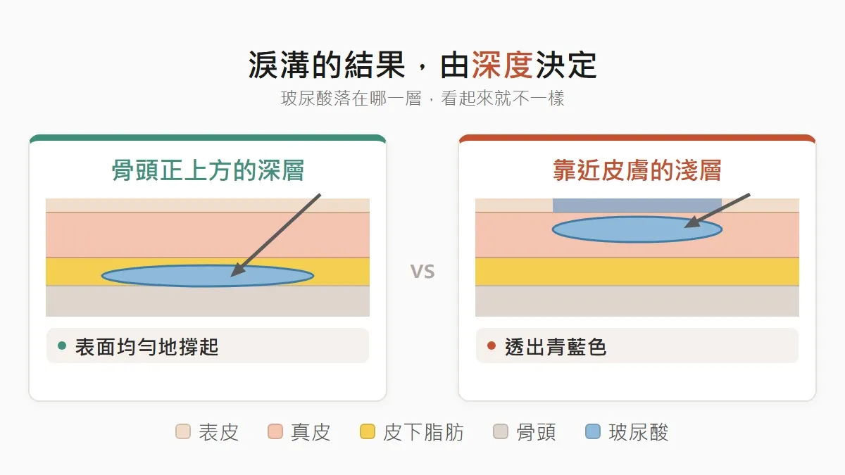 韓國玻尿酸淚溝施打深度的差異