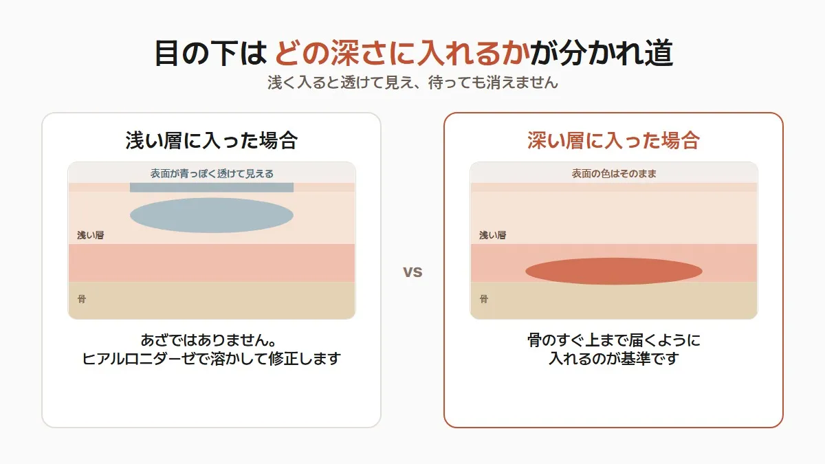 韓国の目の下のヒアルロン酸 深さによる違い